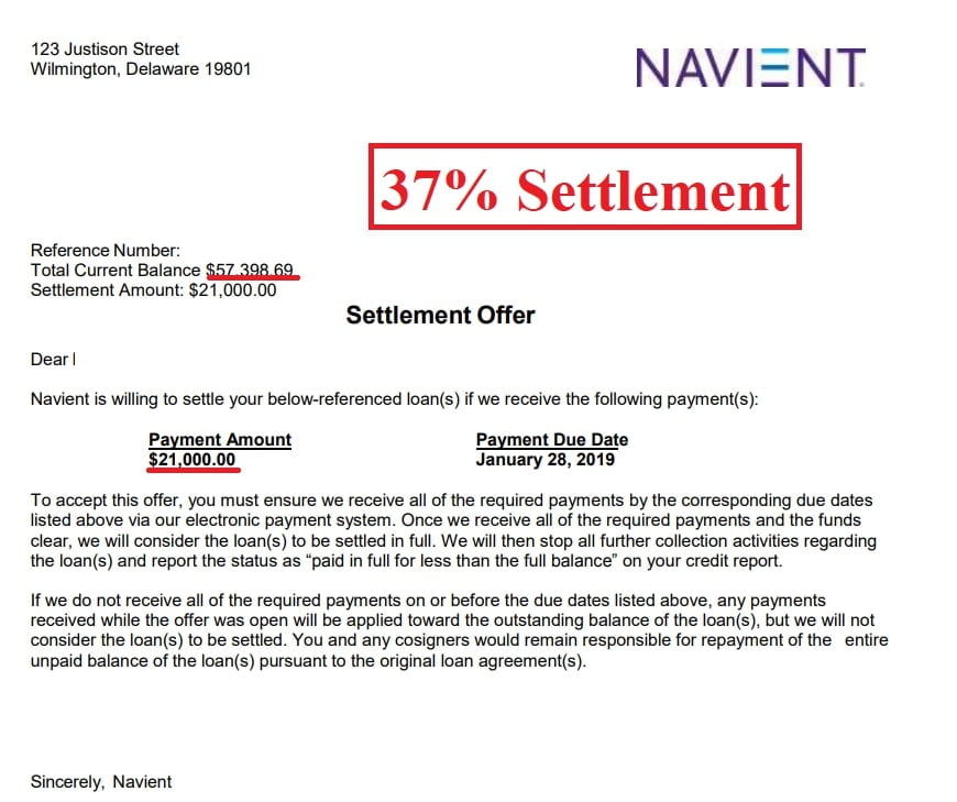 37% settlement with Navient